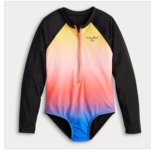 Limited Too Girls Long Sleeve Zip Front One Piece Swimsuit XXL (16/18)
